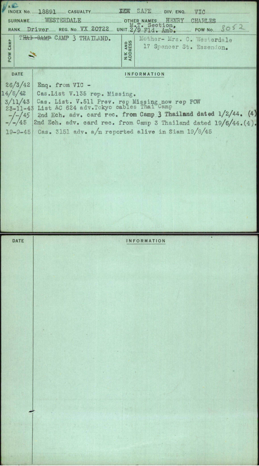 Westerdale, Henry Charles, VX20722