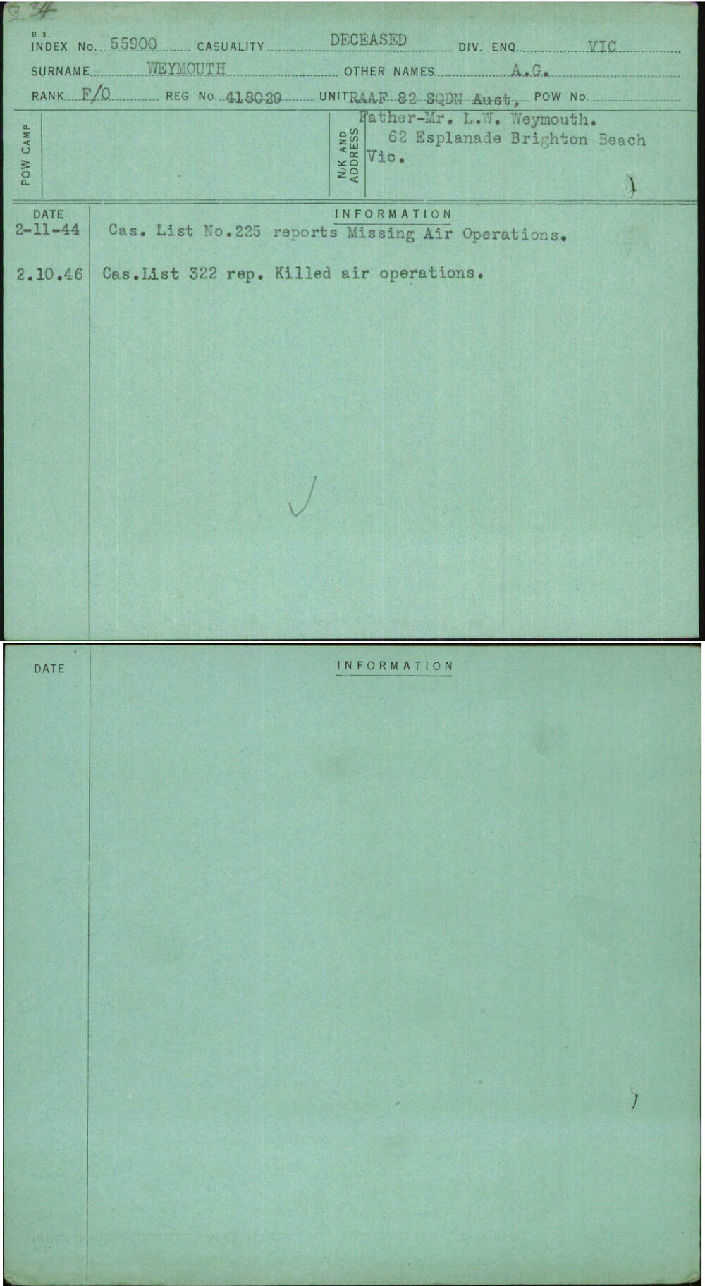 Weymouth, A G, 418029