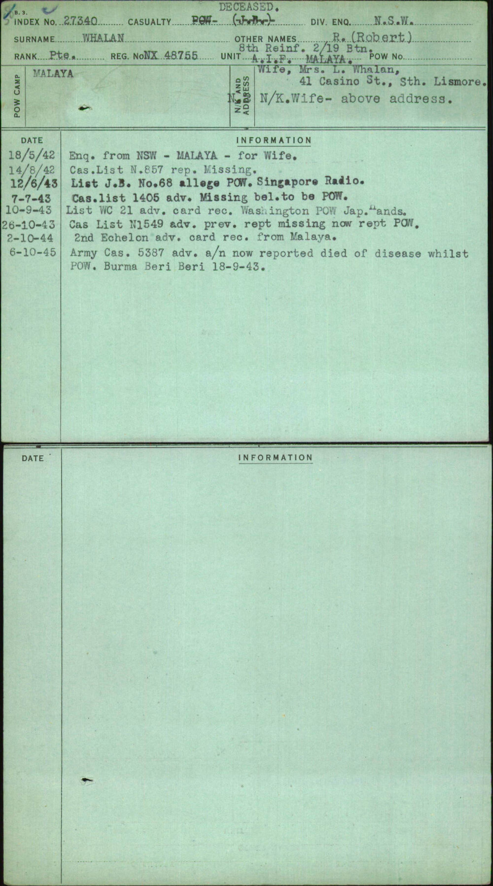 Whalan, R (Robert), NX48755