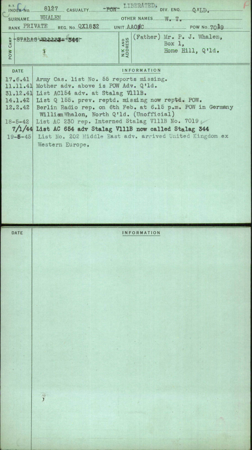 Whalen, W T, QX1832