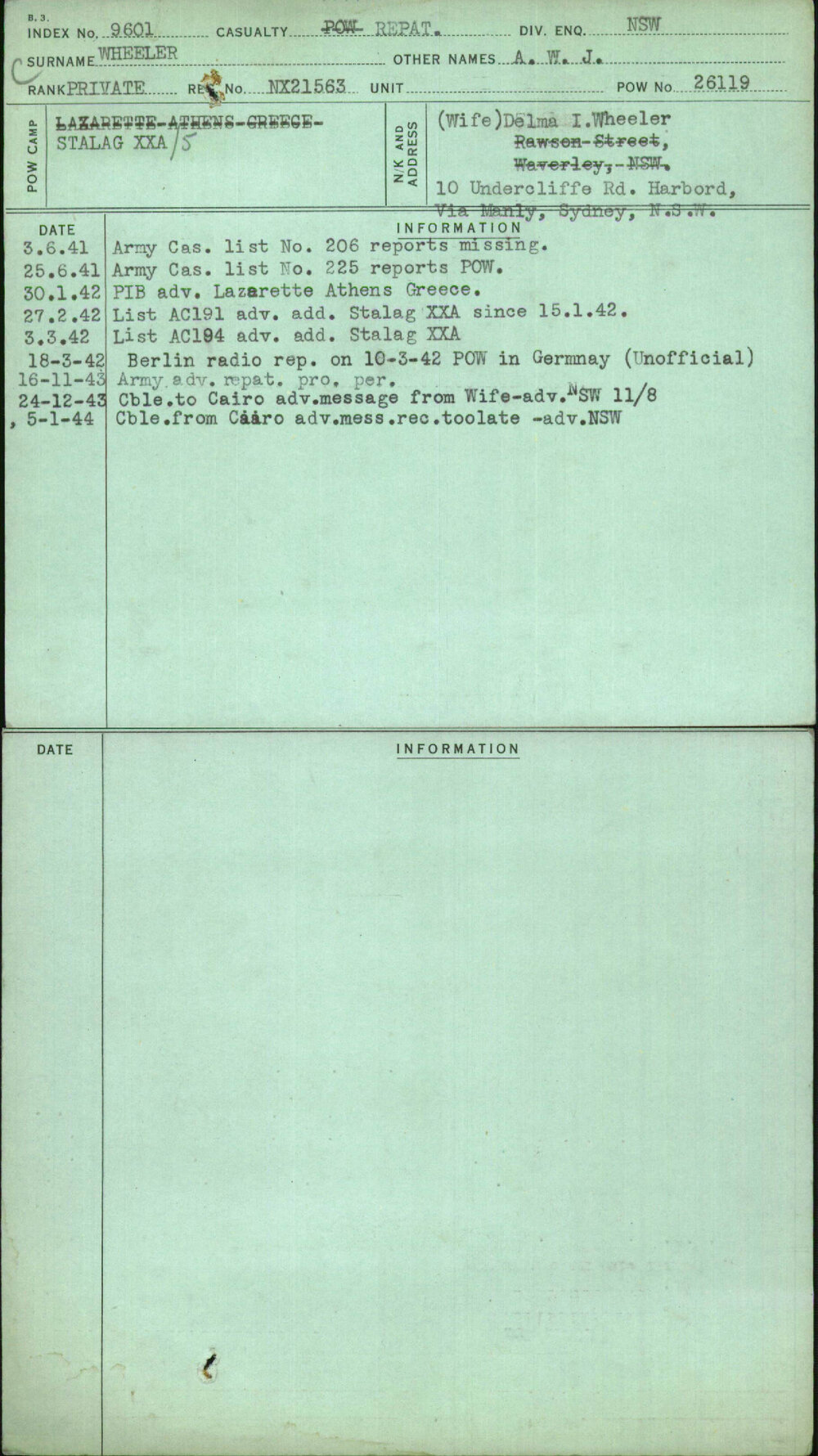 Wheeler, A W J, NX21563