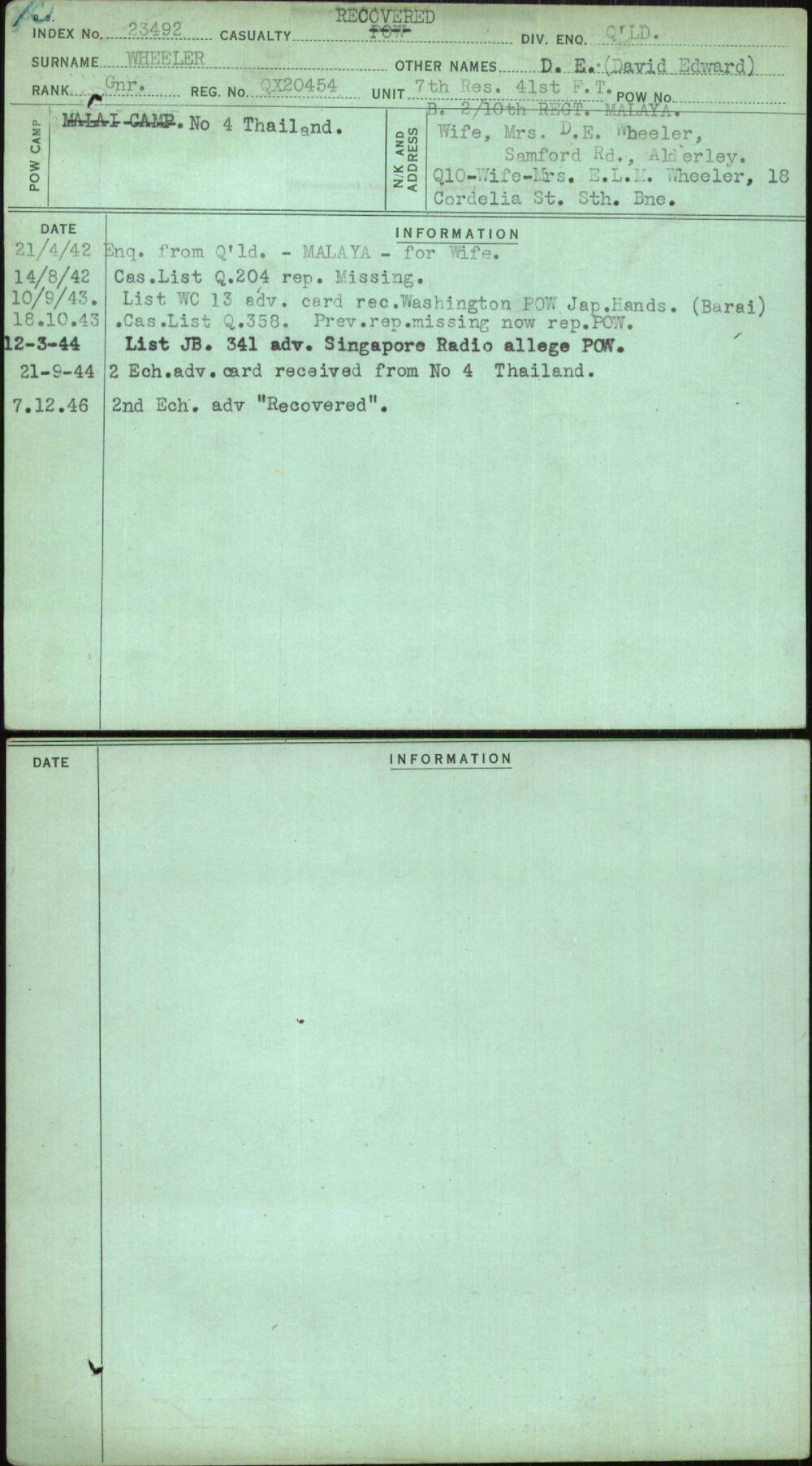 Wheeler, D E (David Edward), QX20454