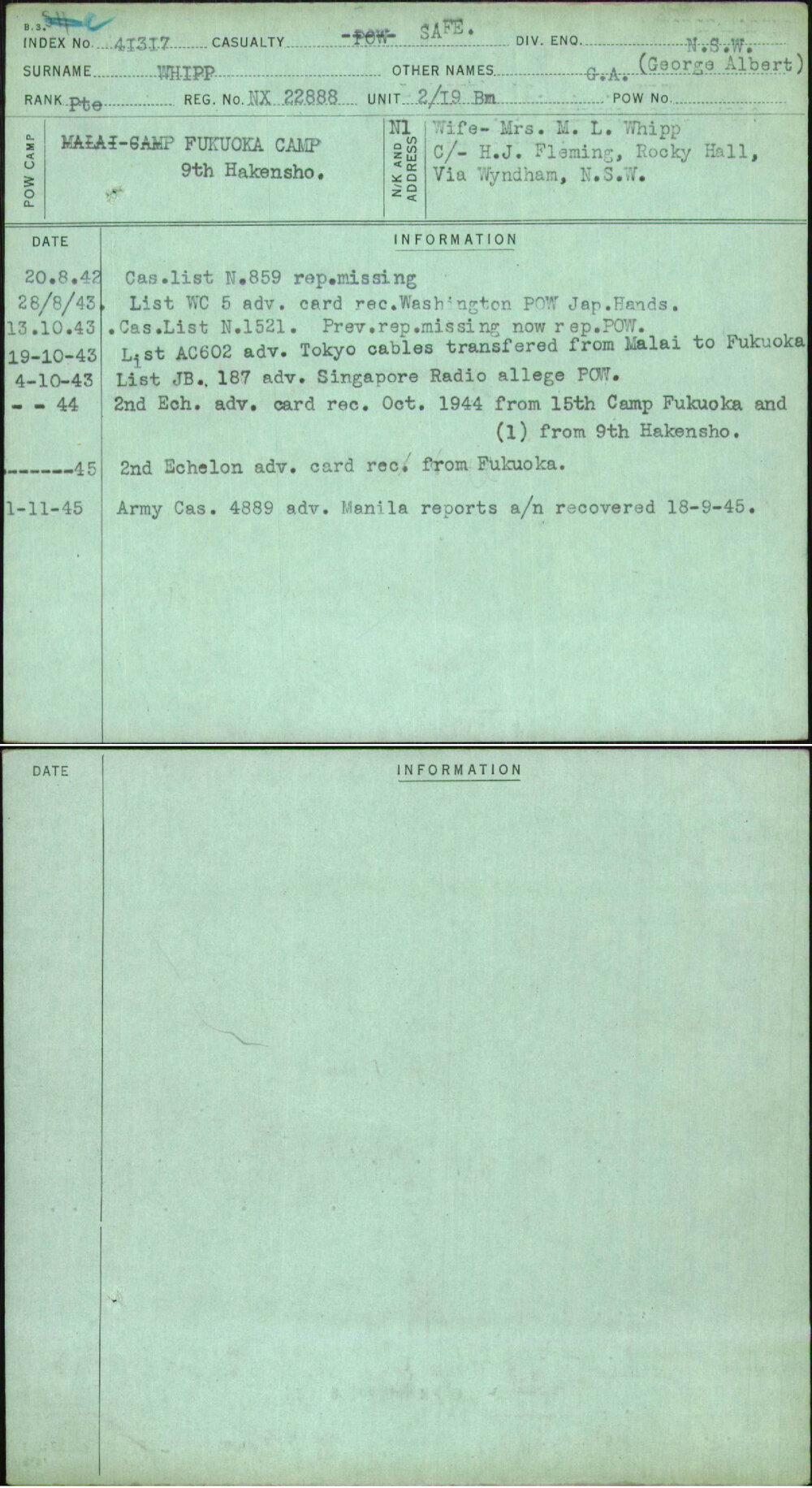 Whipp, G A (George Albert), NX22888