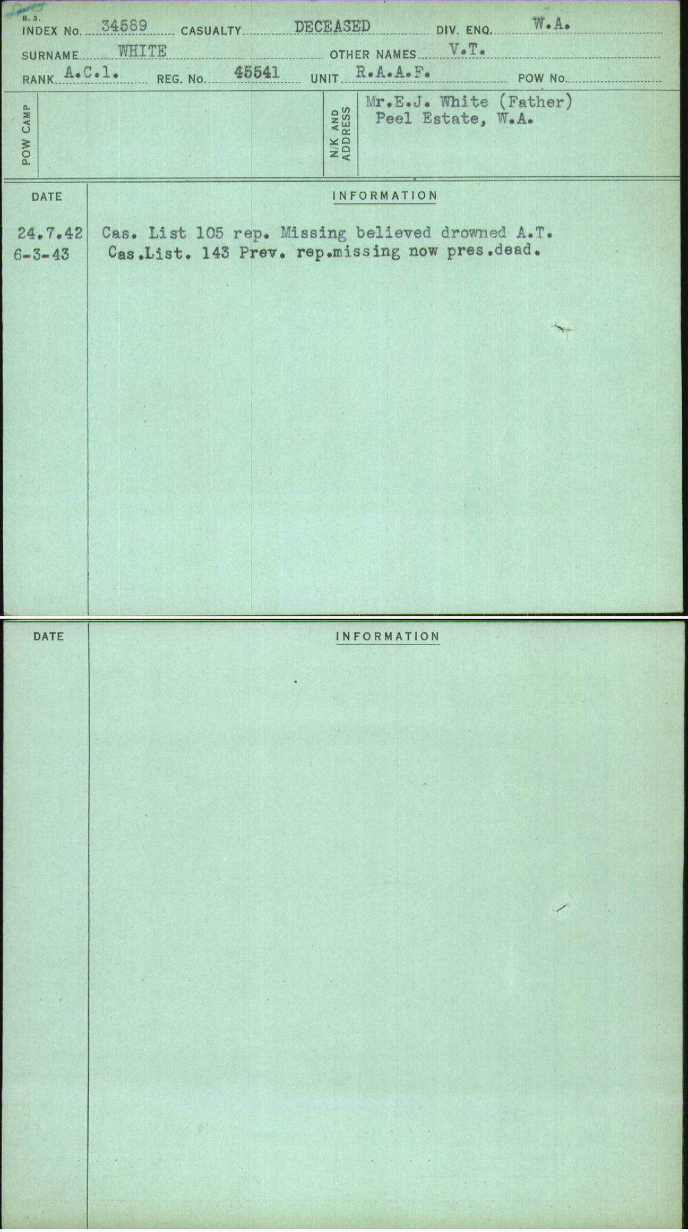 White, V T, 45541