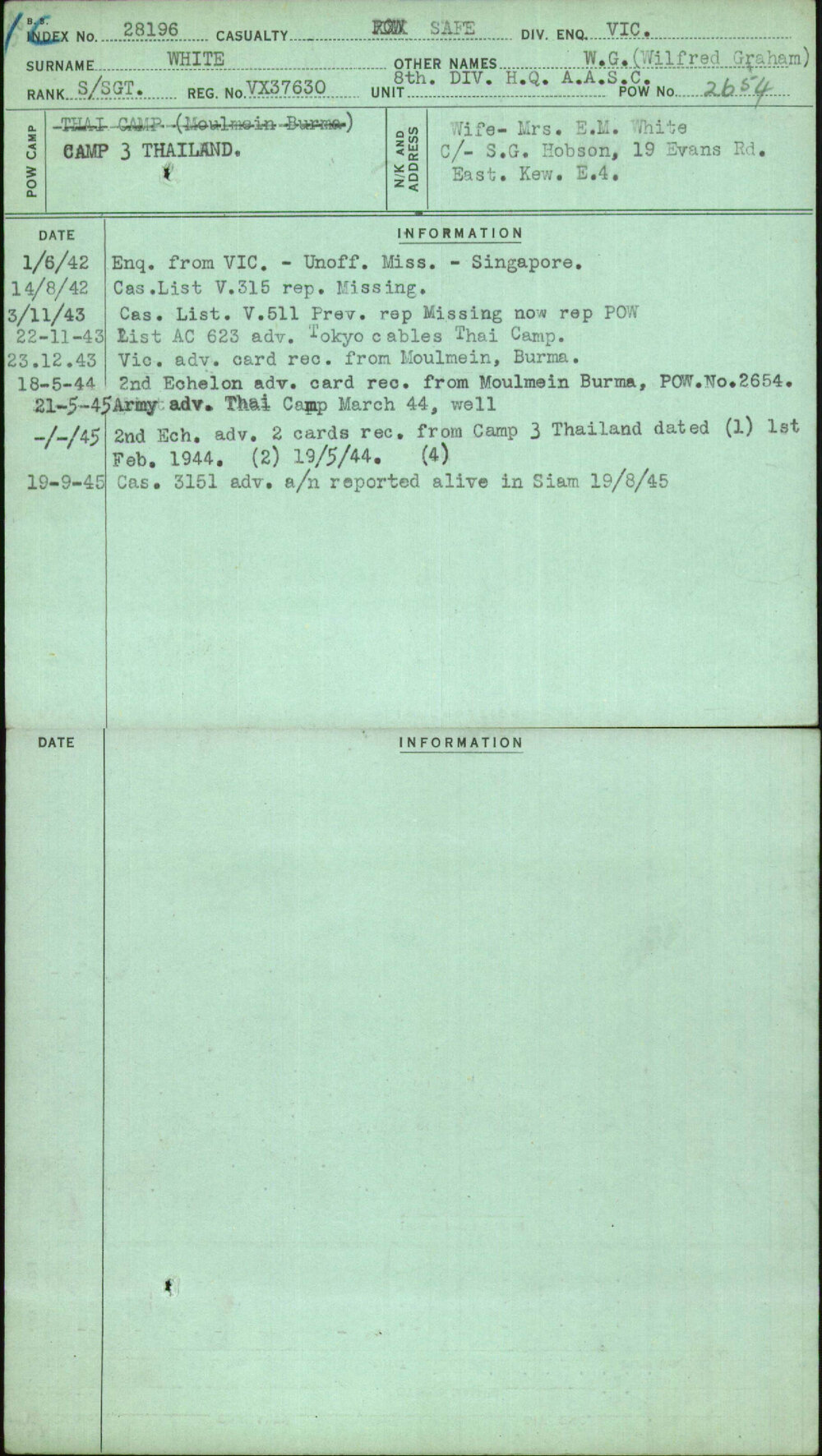 White, W G (Wilfred Graham), VX37630