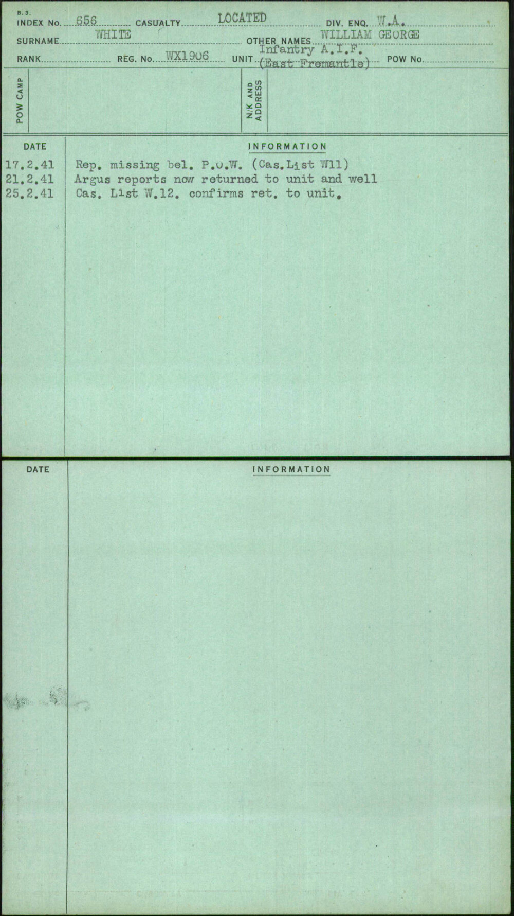 White, William George, WX1906