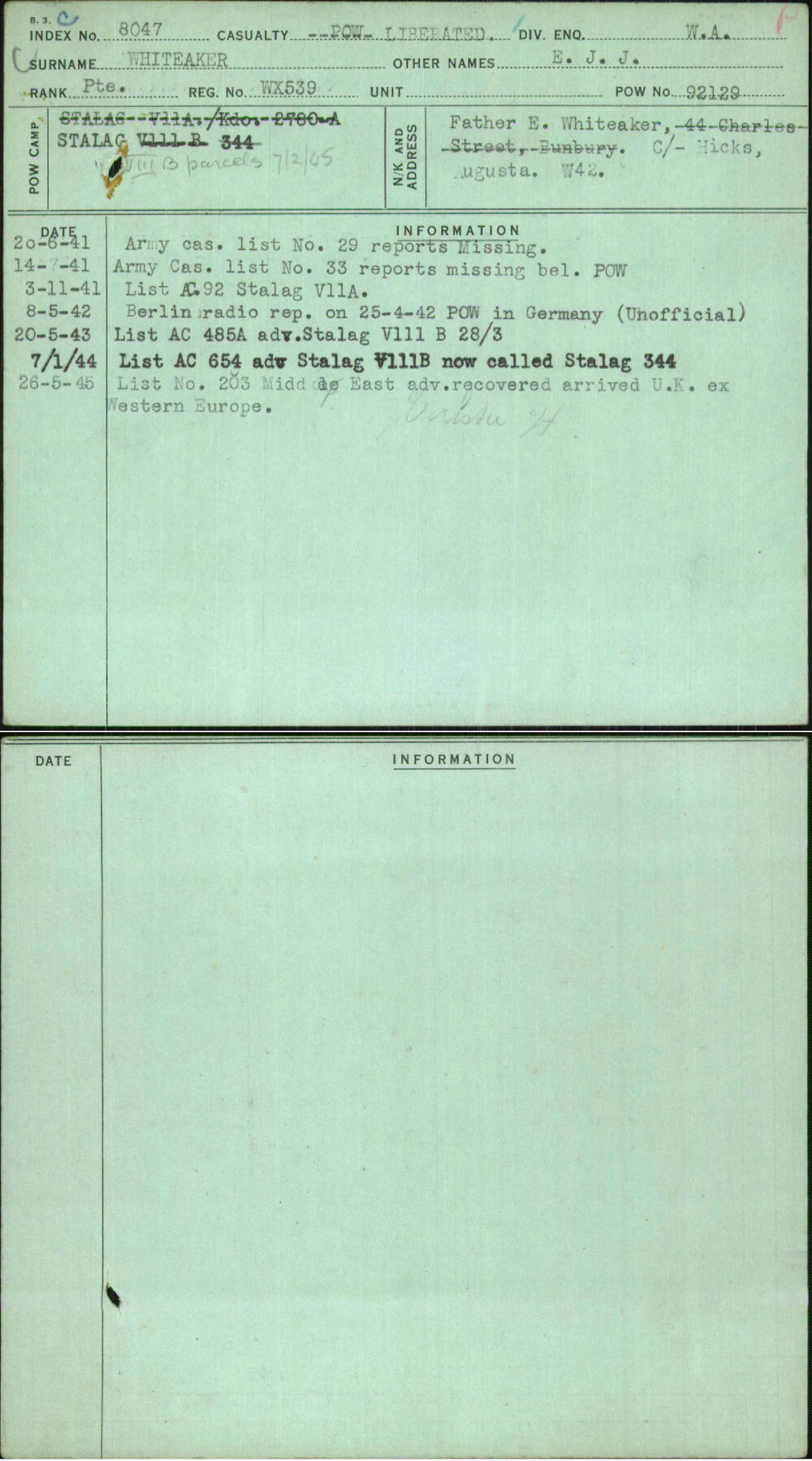 Whiteaker, E J J, WX539