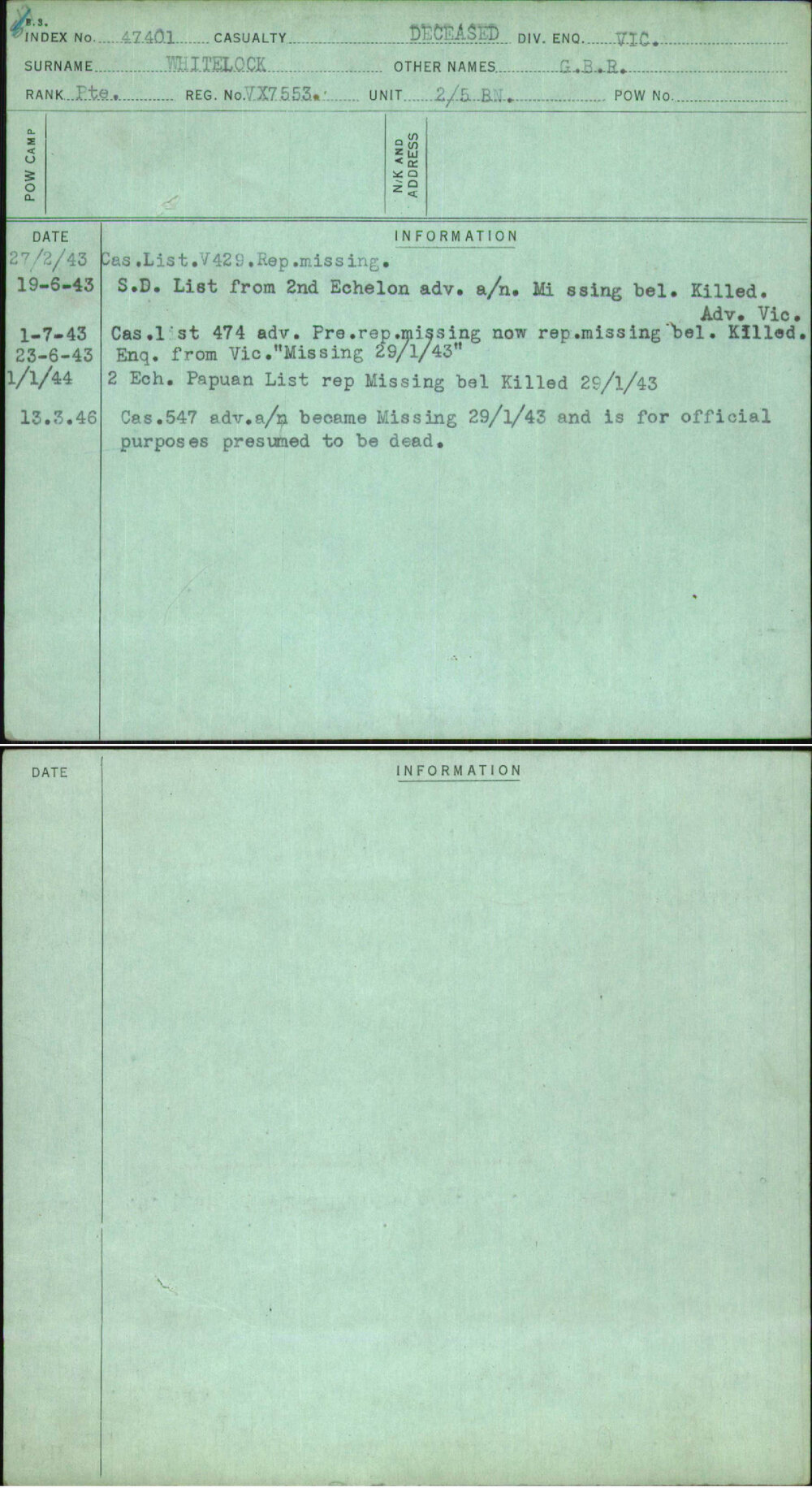 Whitelock, G B R, VX7553