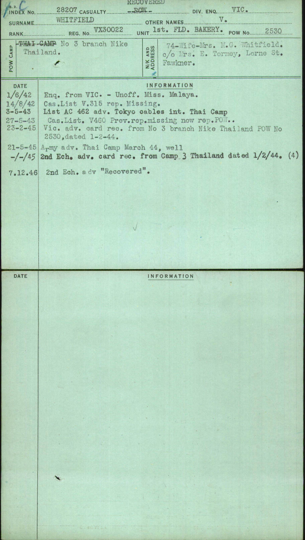 Whitfield, V, VX30022