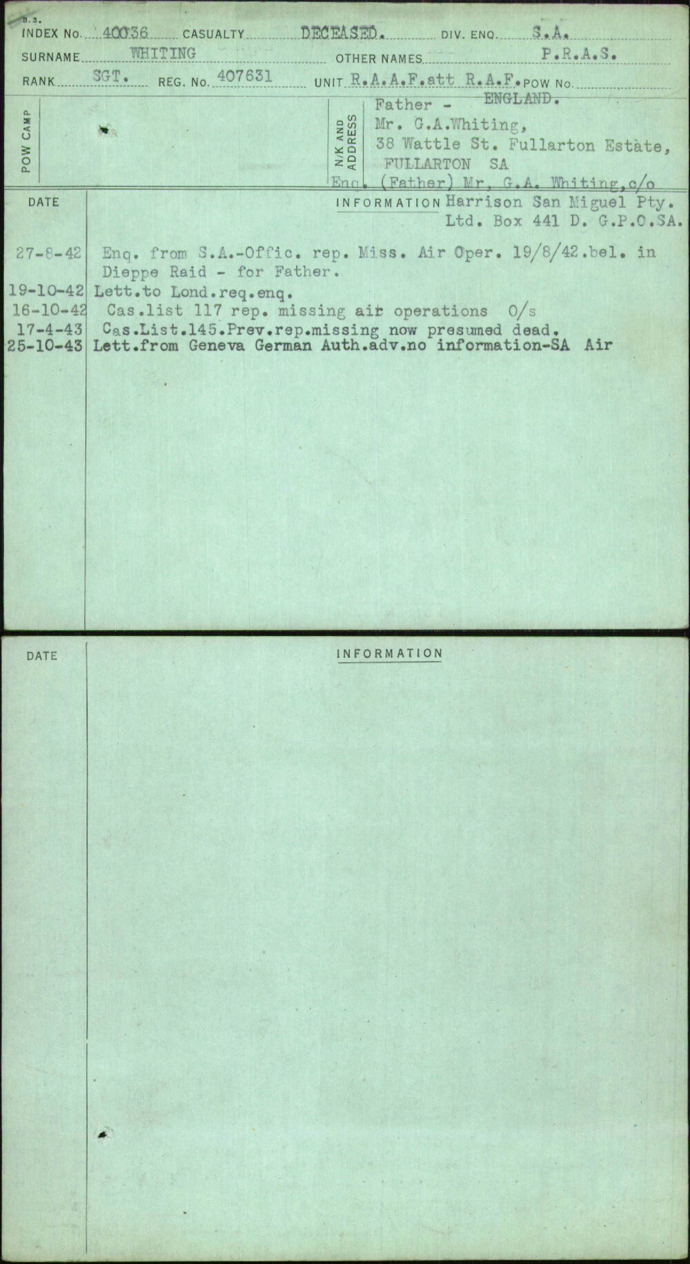 Whiting, P R A S, 407631