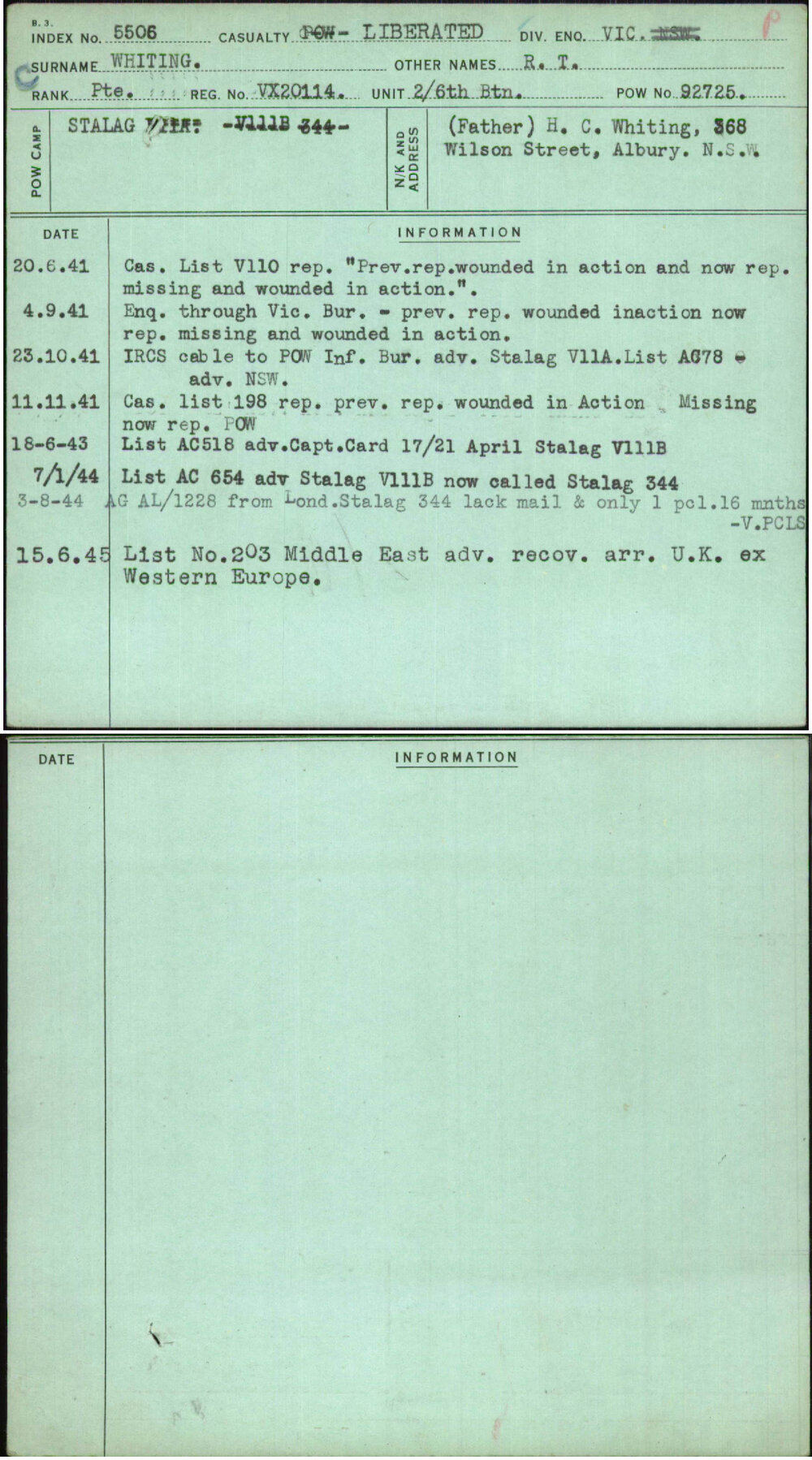 Whiting, R T, VX20114