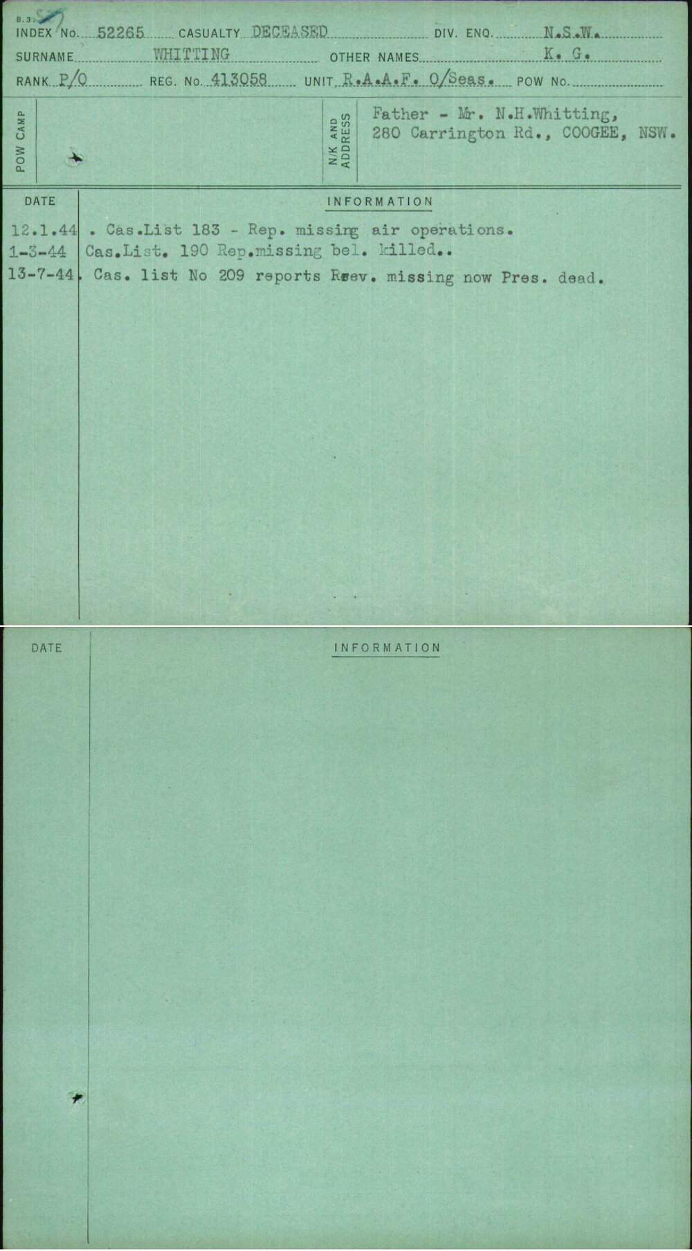 Whitting, K G, 413058