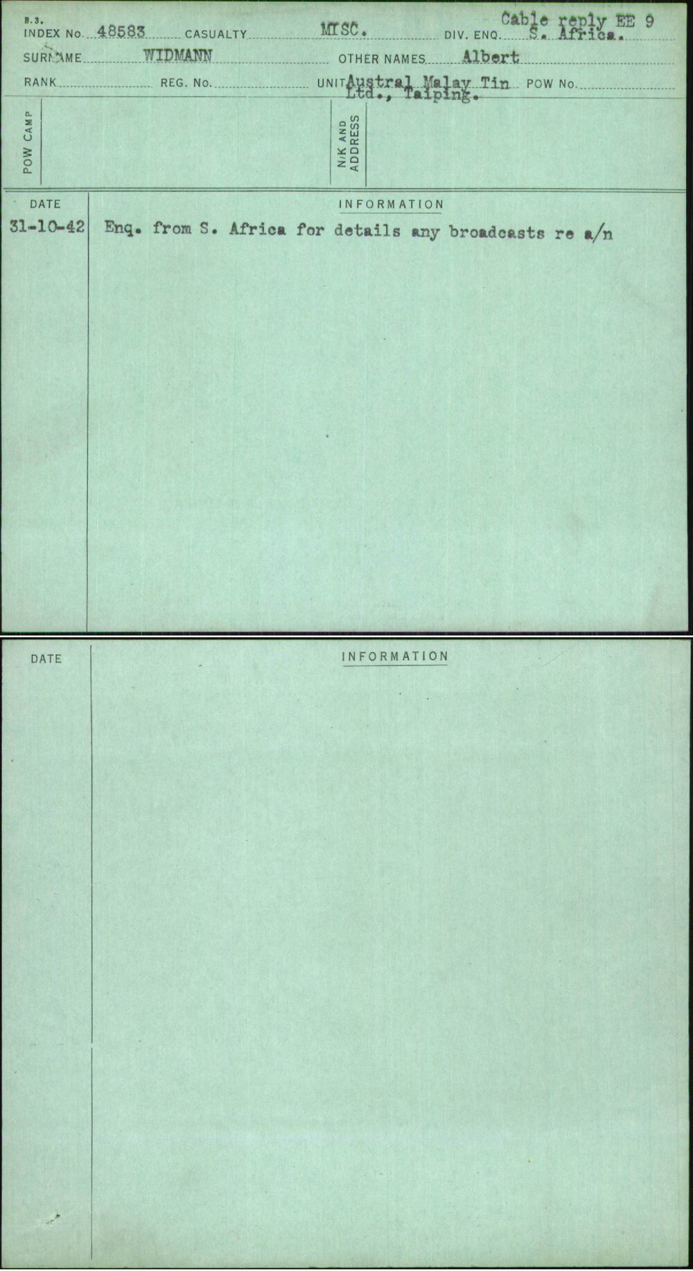 Widmann, Albert, [No Service Number]