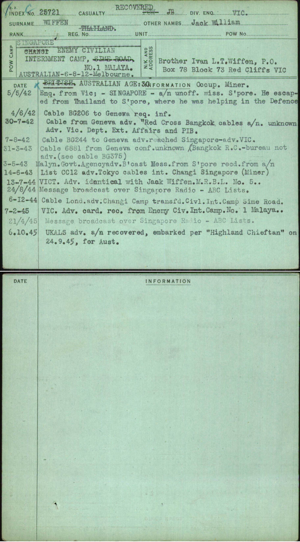 Wiffen, Jack William, [No Service Number]