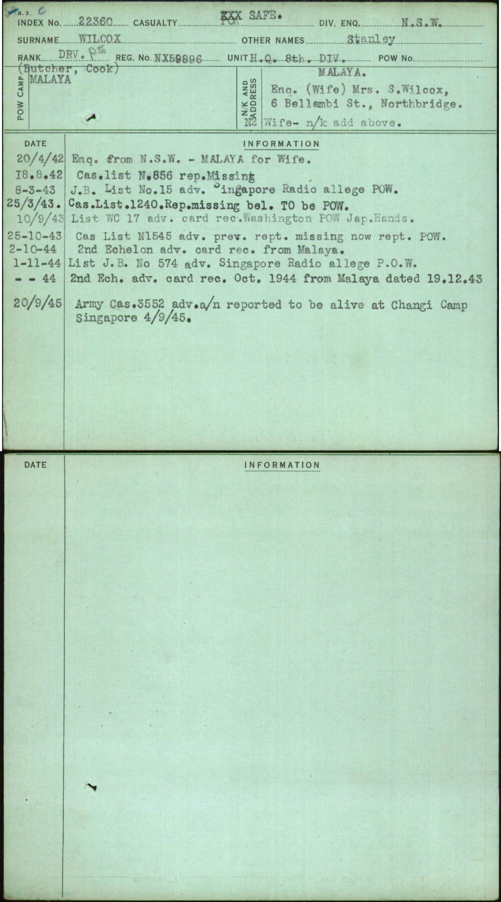 Wilcox, Stanley, NX59896