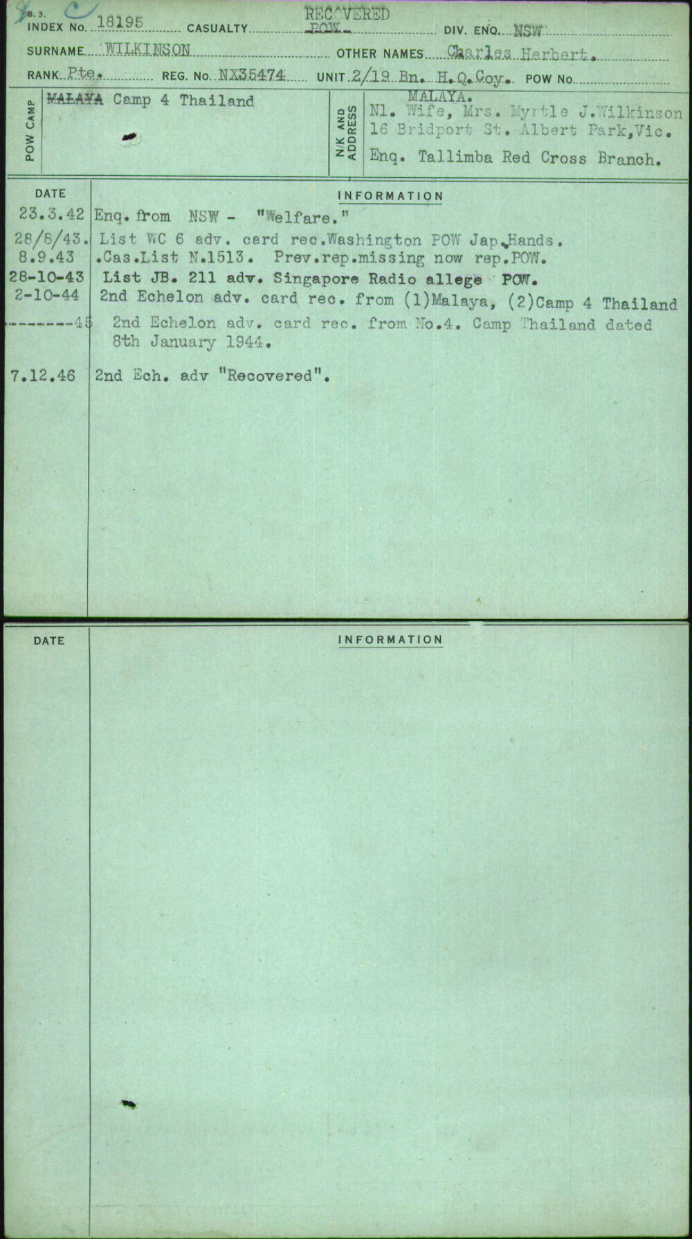 Wilkinson, Charles Herbert, NX35474