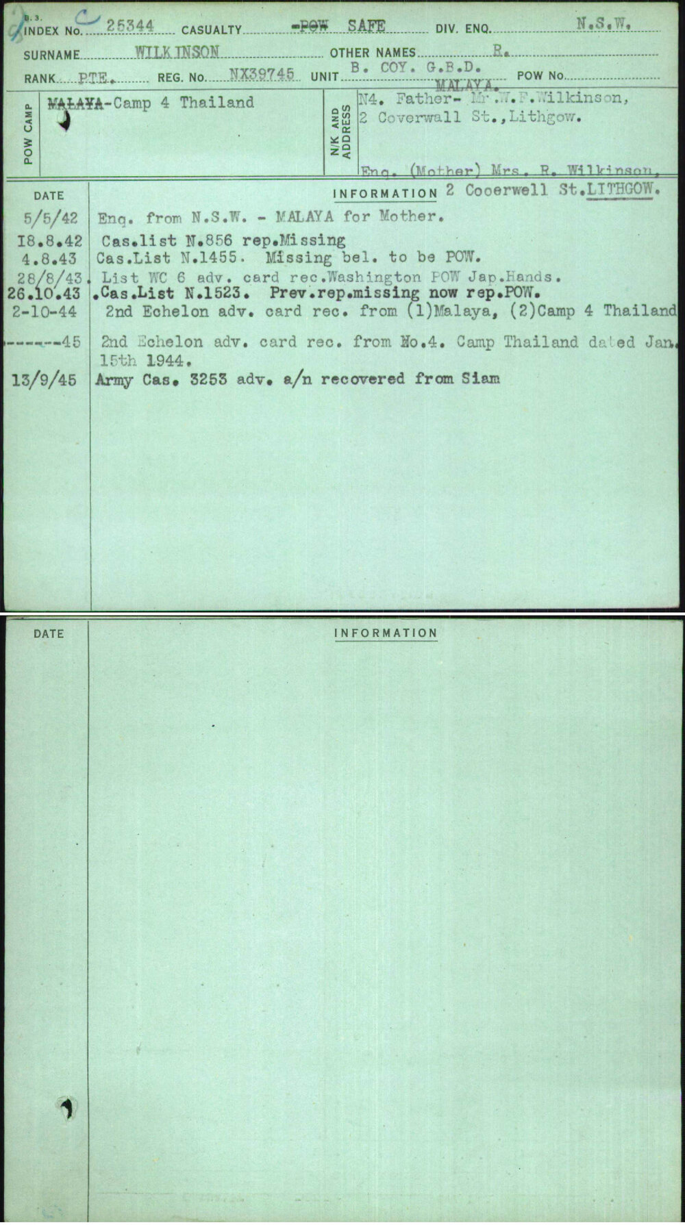 Wilkinson, R, NX39745