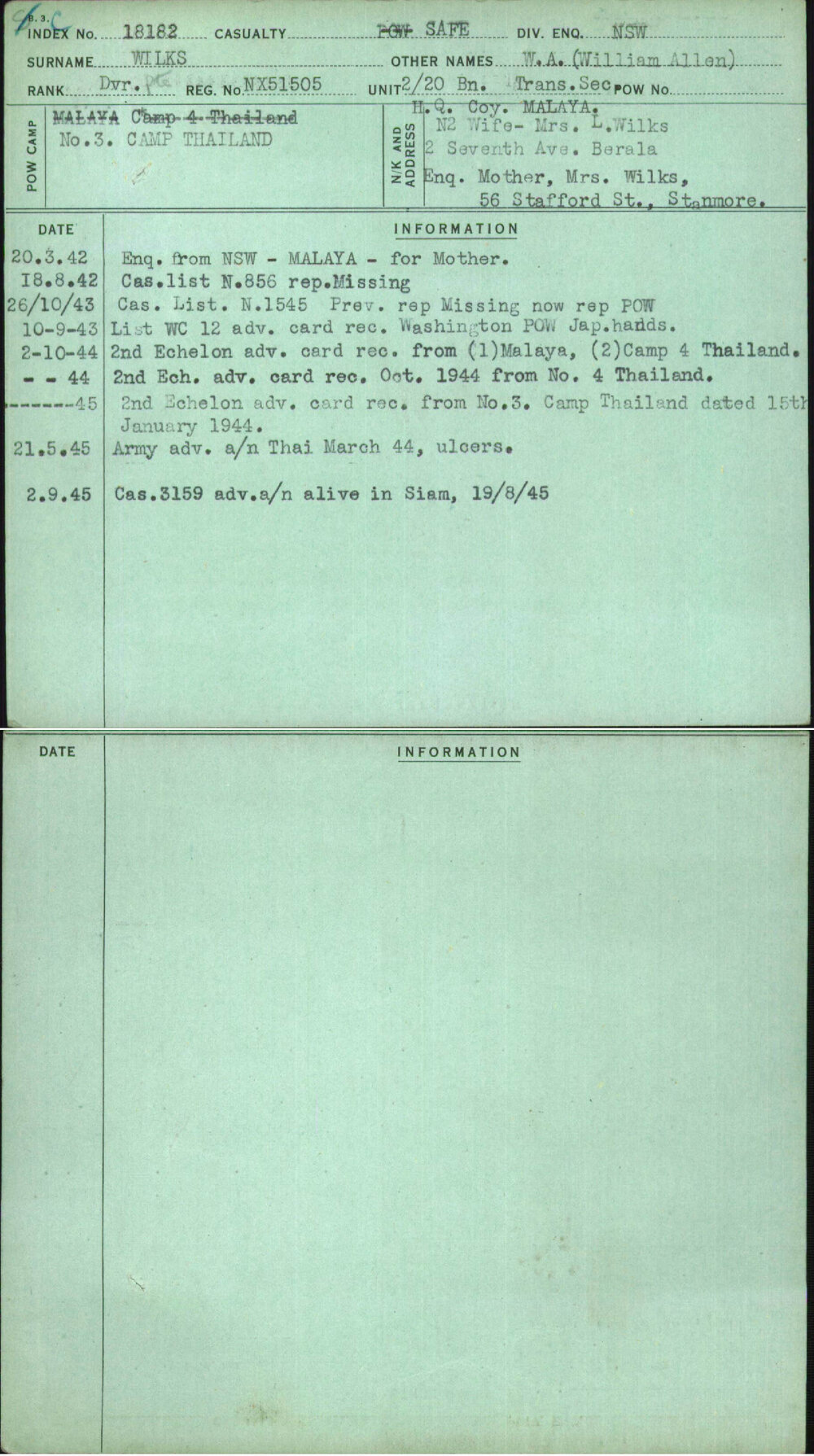 Wilks, W A (William Allen), NX51505