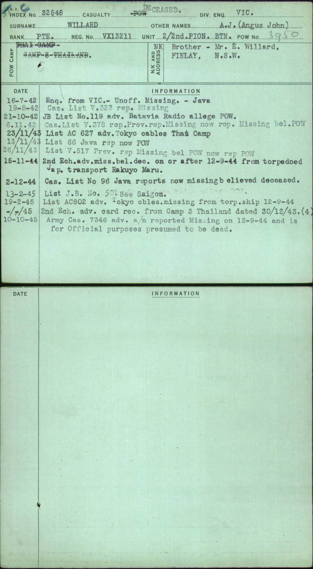Willard, A J (Angus John), VX13211