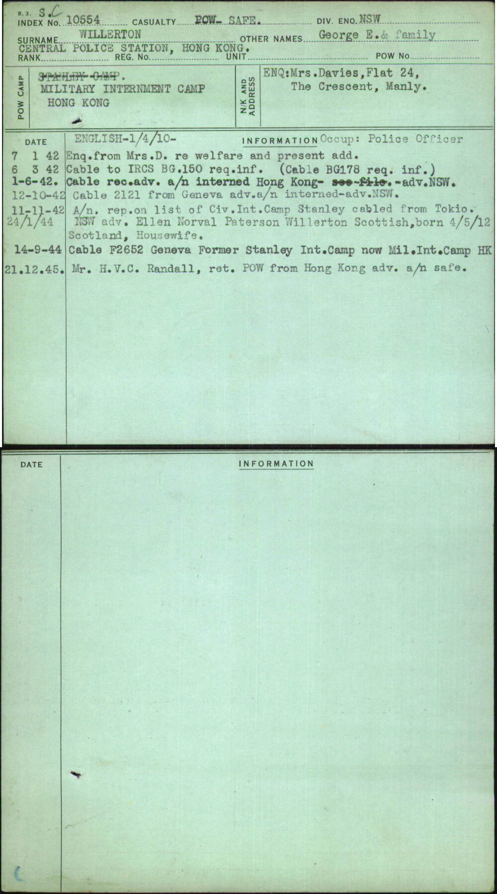 Willerton, George E &amp; Family, [No Service Number]
