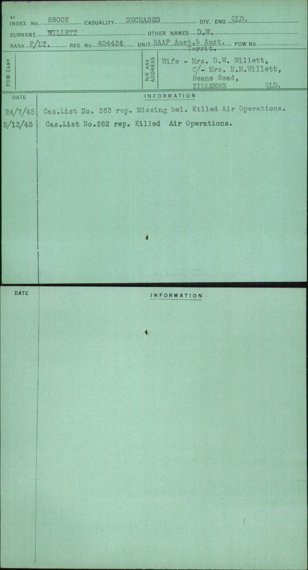 Willett, D W, 404424