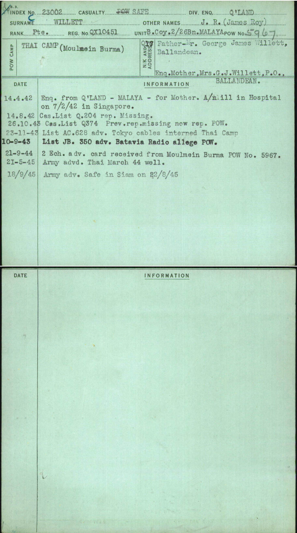 Willett, J R (James Roy), QX10451