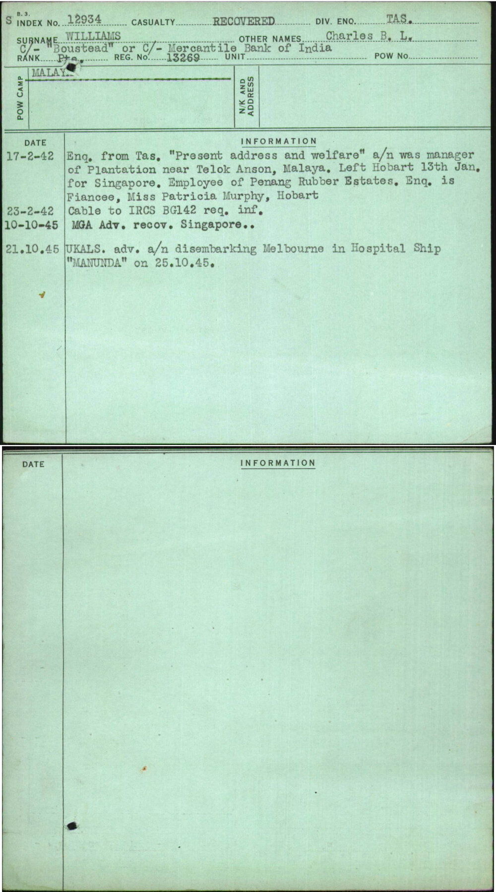 Williams, Charles B L, 13269