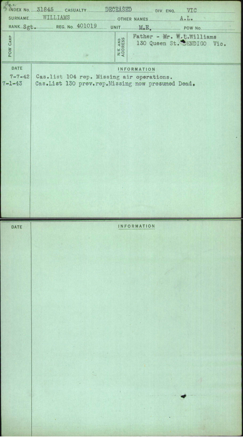 Williams, A L, 401019