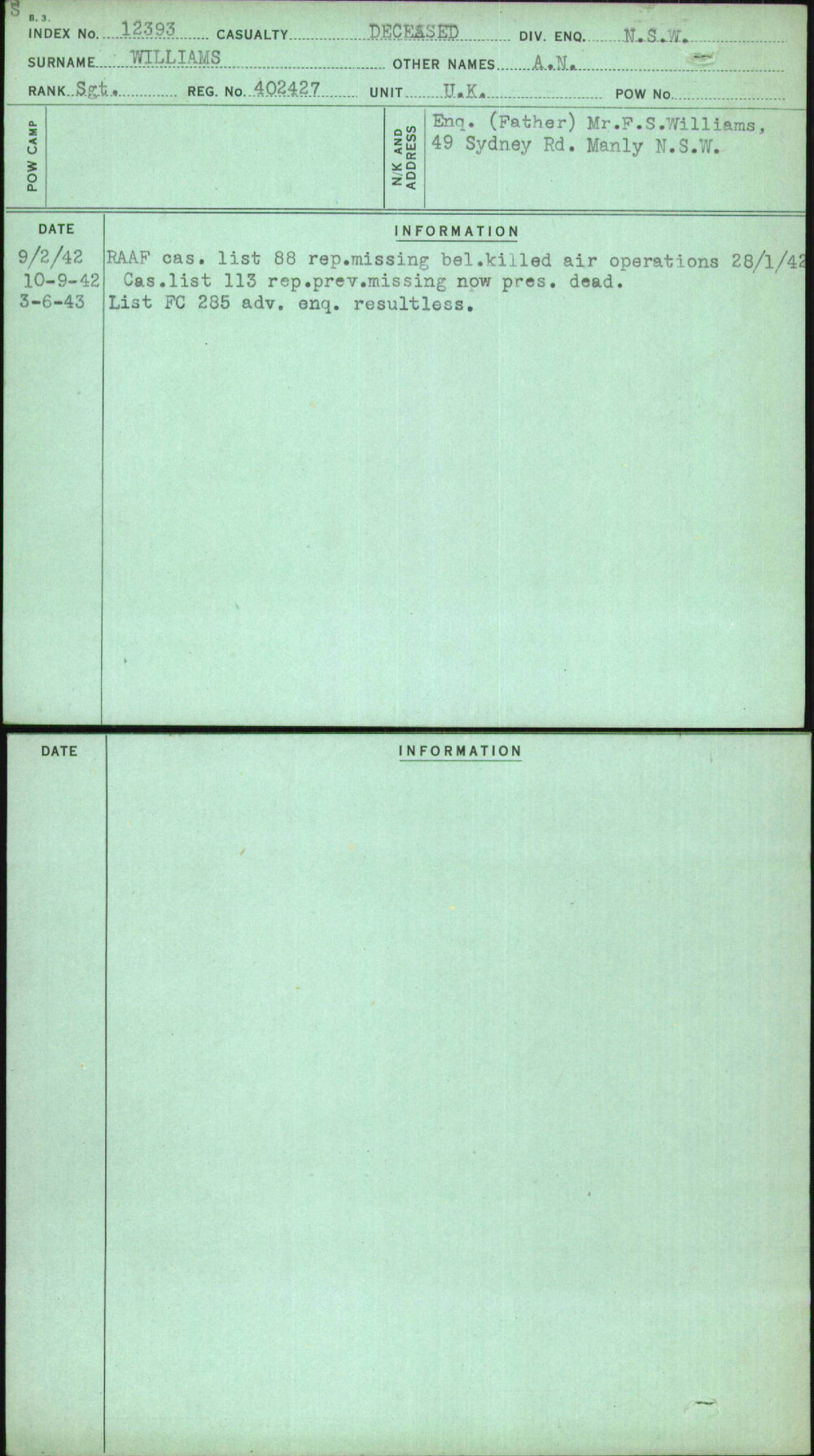 Williams, A N, 402427