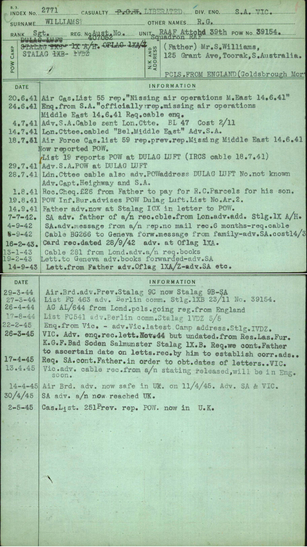 Williams, R G, 407052