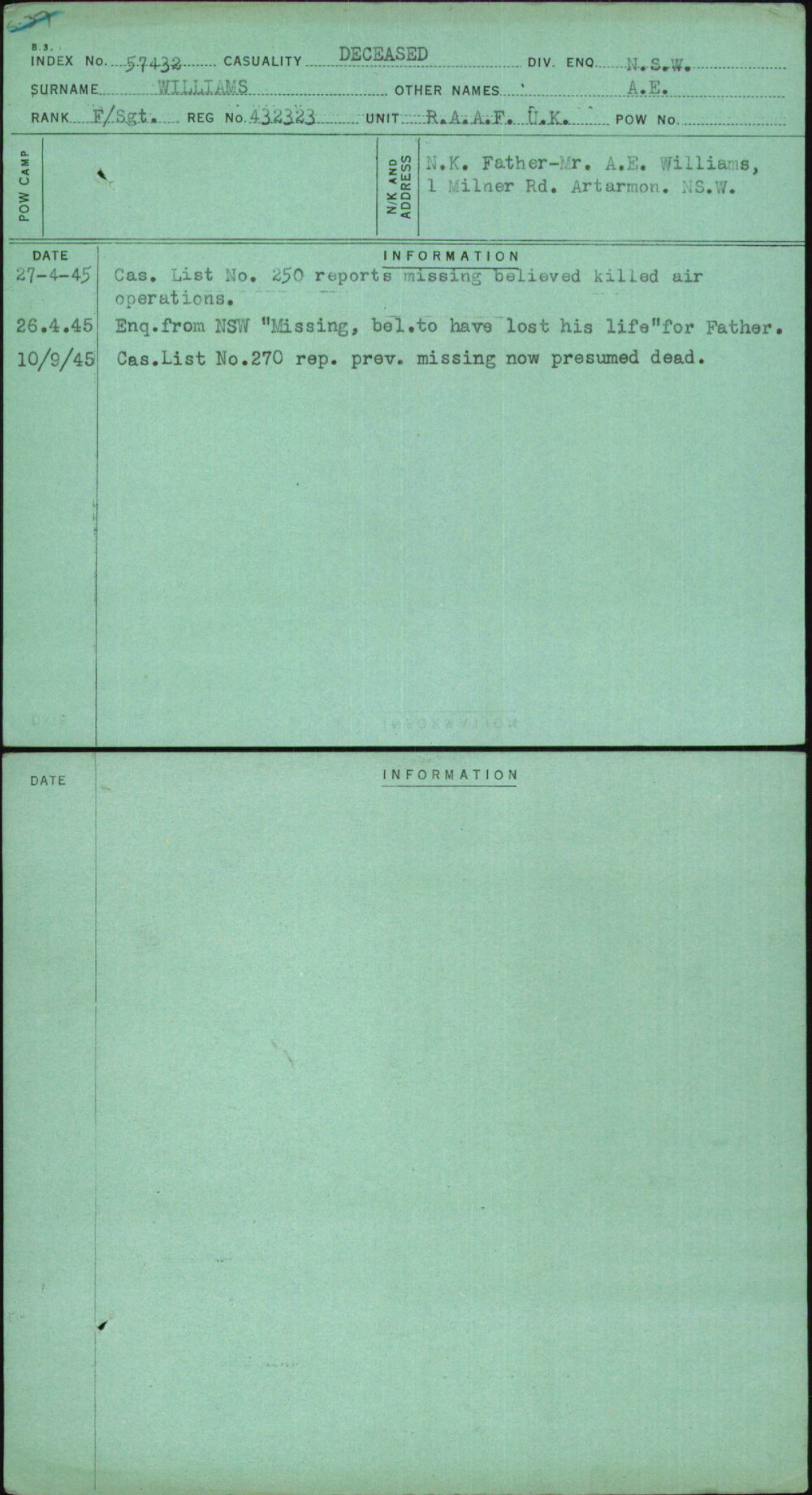Williams, A E, 432323