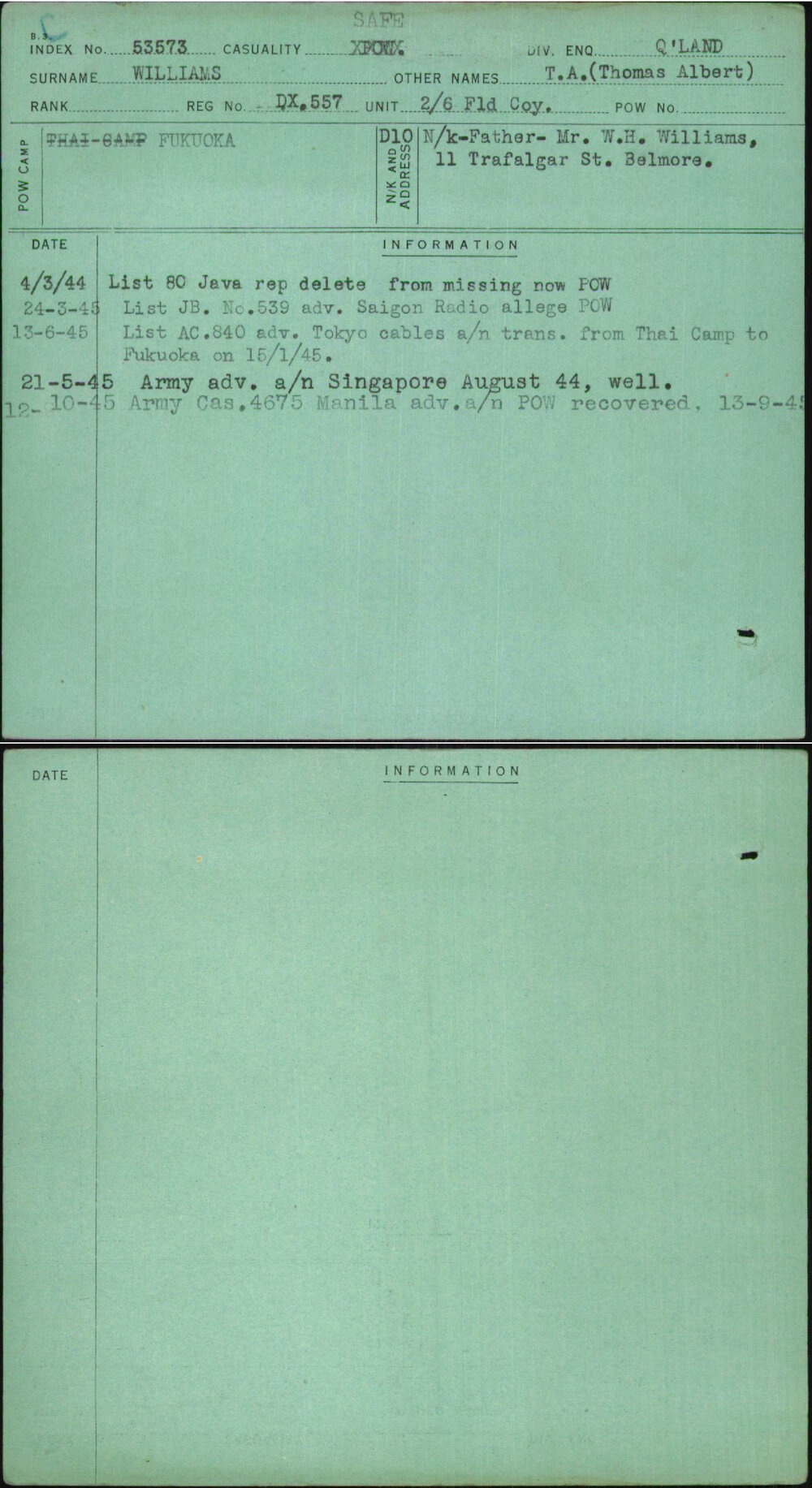 Williams, T A (Thomas Albert), Dx557