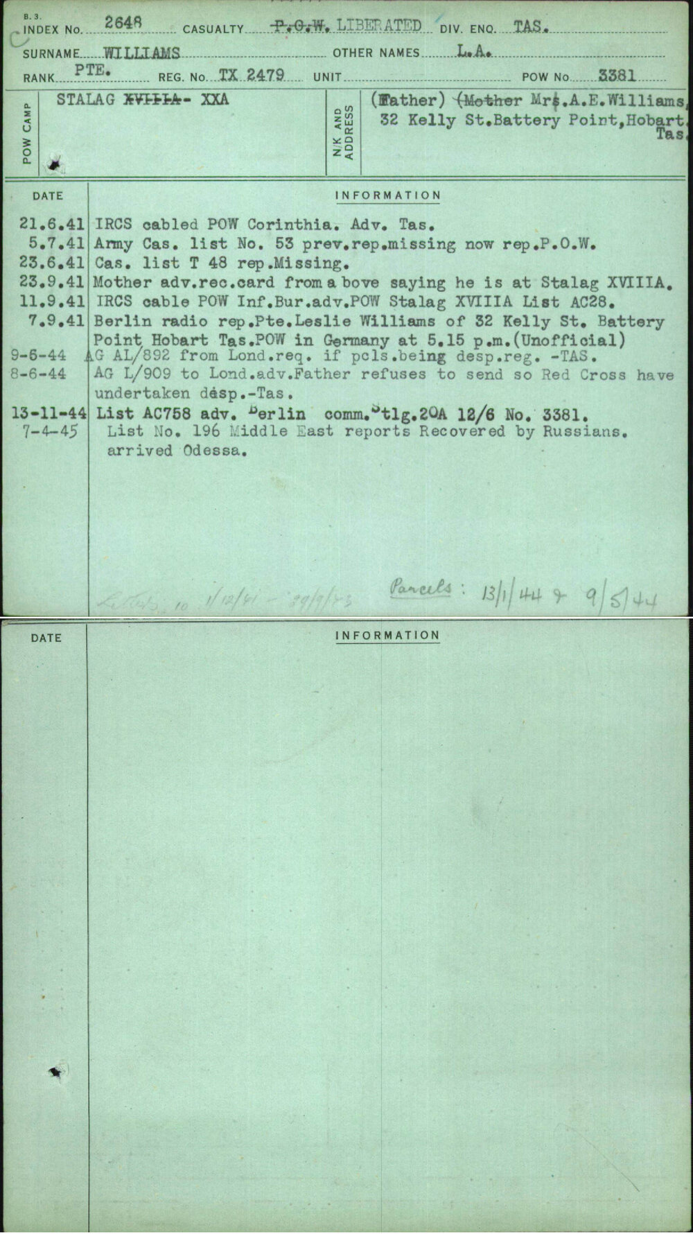 Williams, L A, TX2479