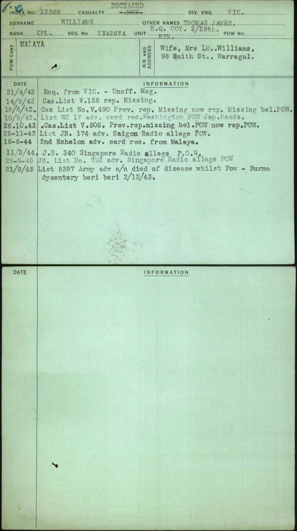 Williams, Thomas James, VX42674