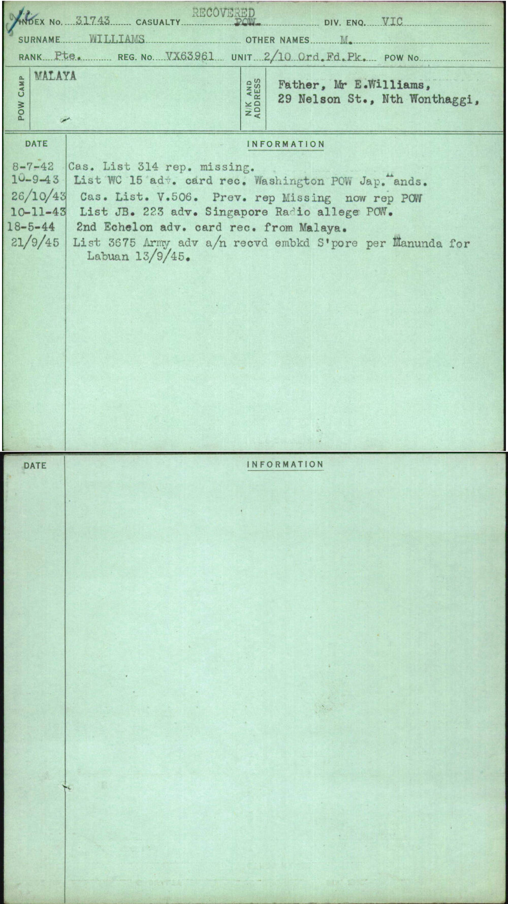 Williams, M, VX63961