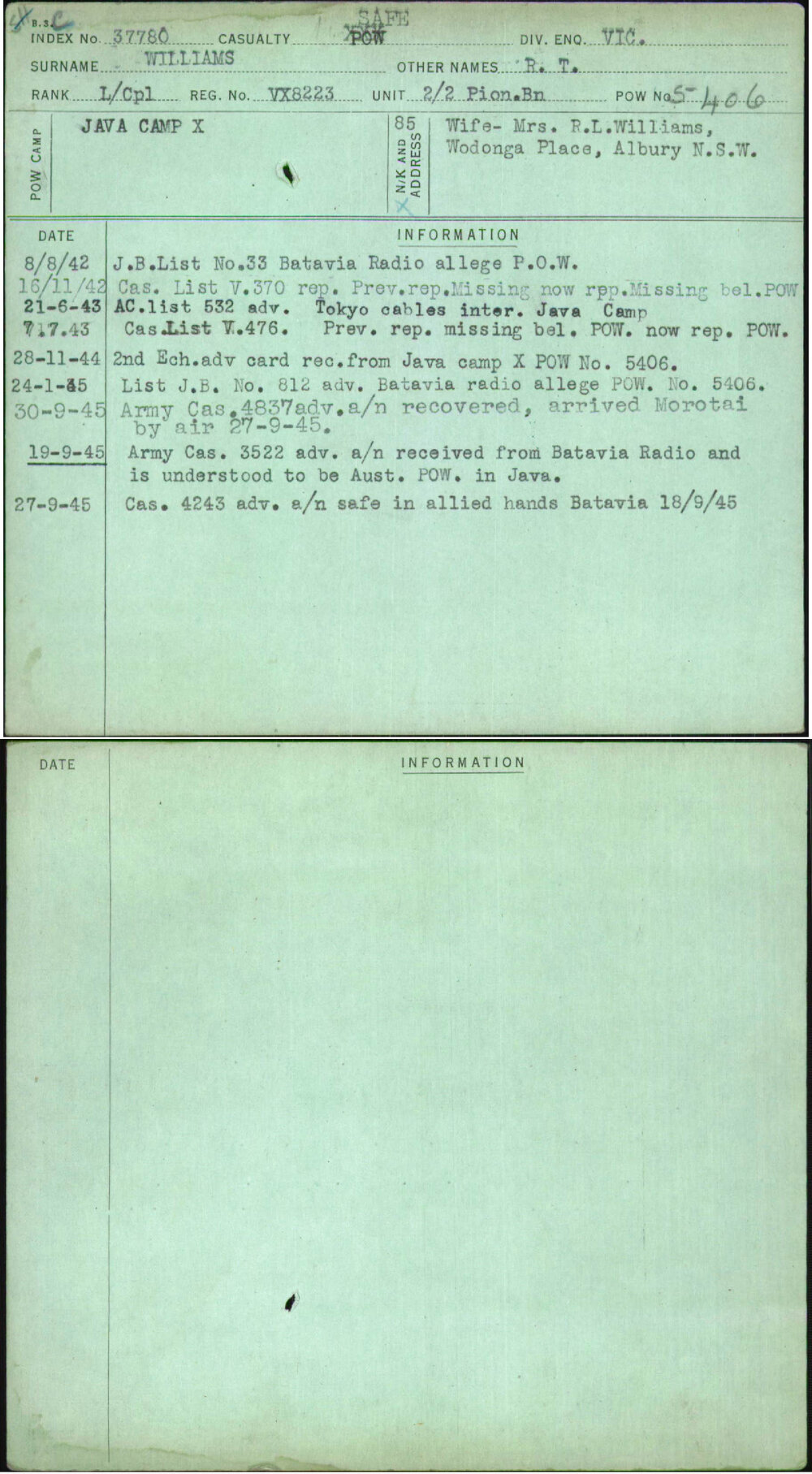 Williams, R T, VX8223