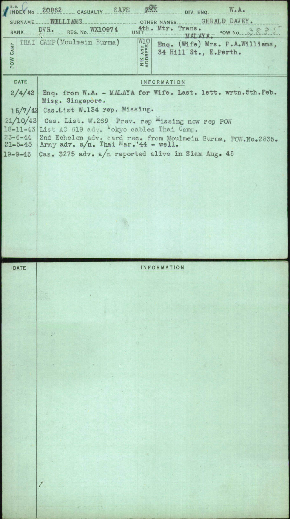 Williams, Gerald Davey, WX10974