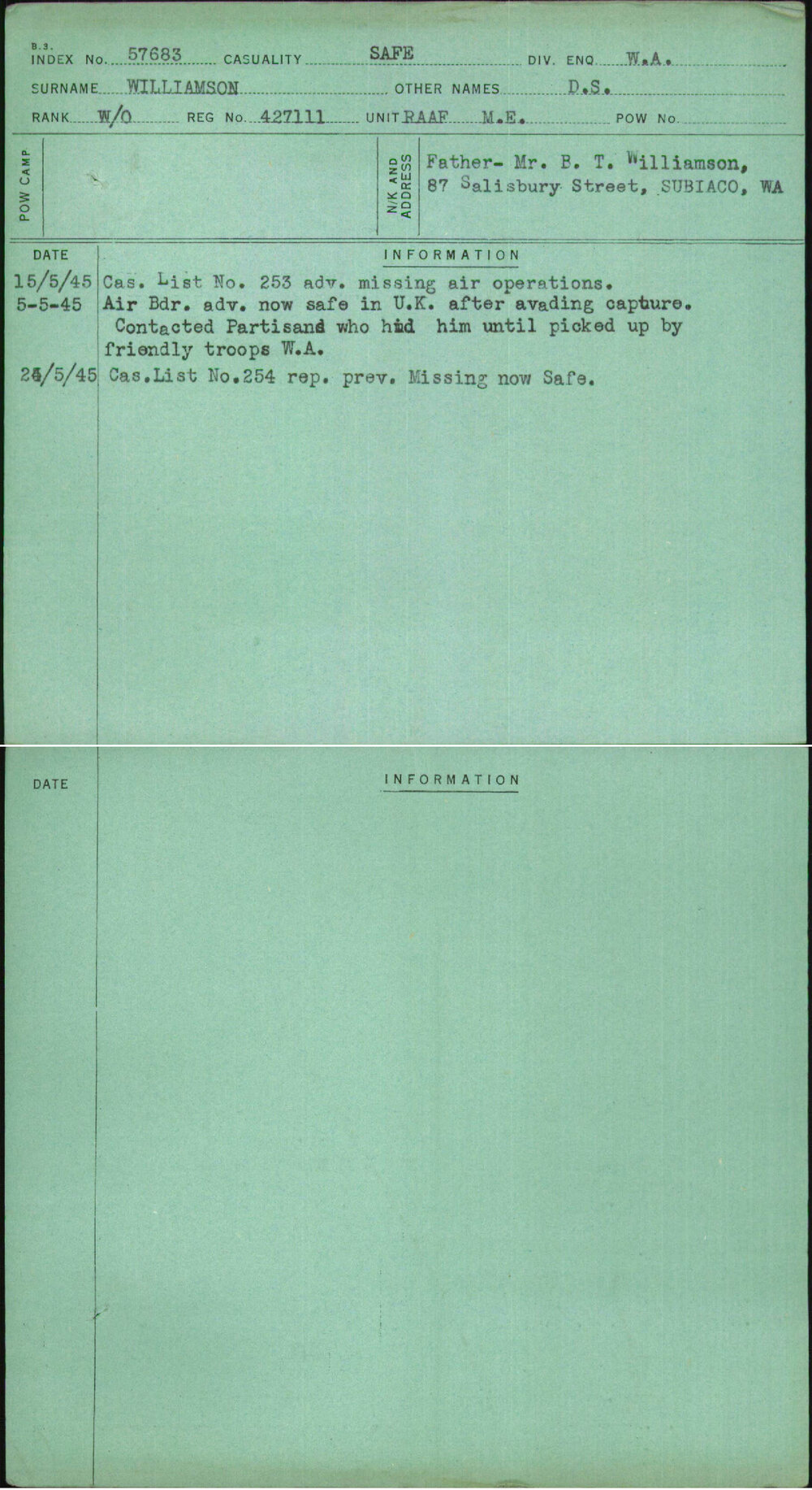 Williamson, D S, 427111