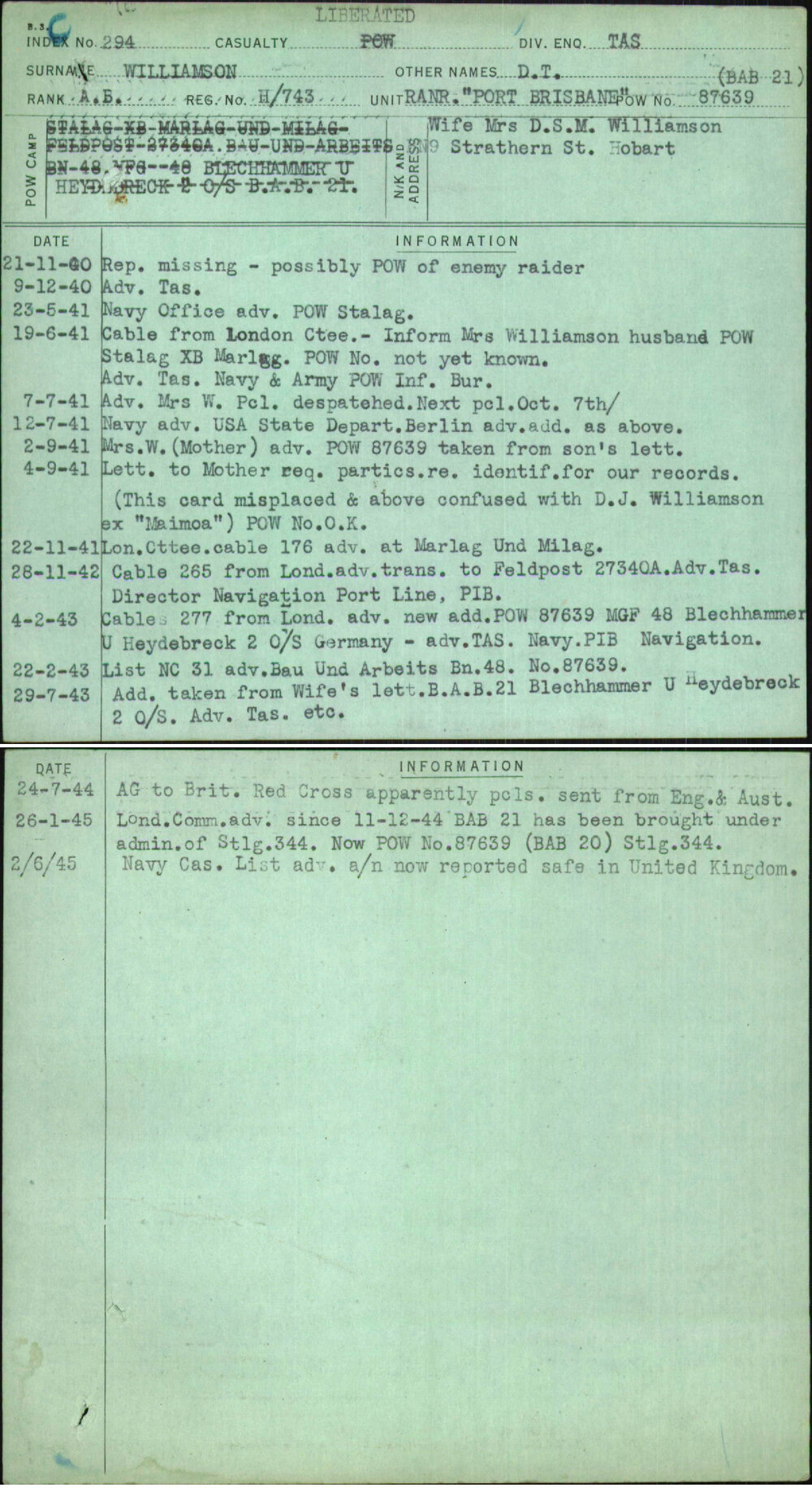 Williamson, D T, H-743