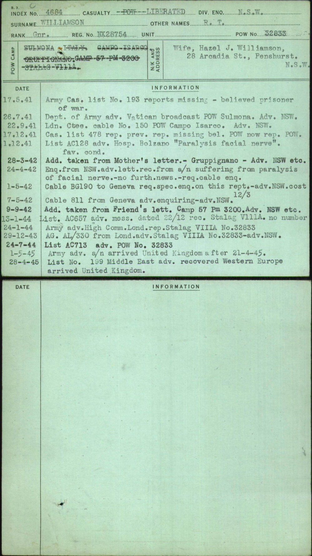 Williamson, R T, NX28754