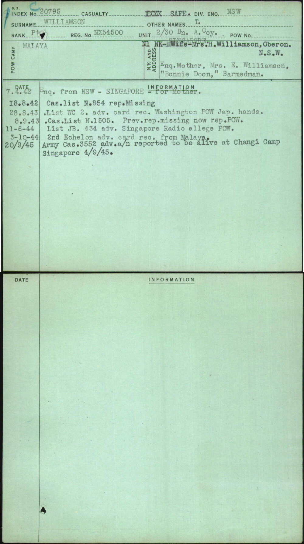 Williamson, T, NX54500