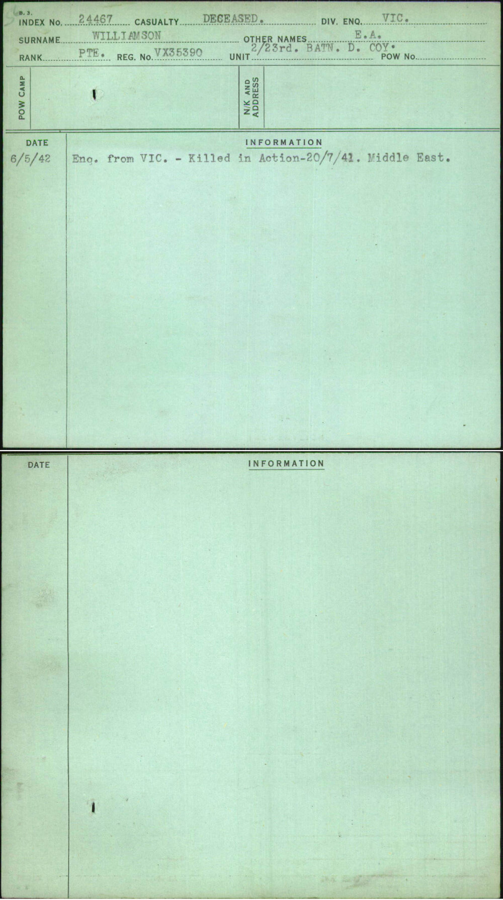 Williamson, E A, VX35390