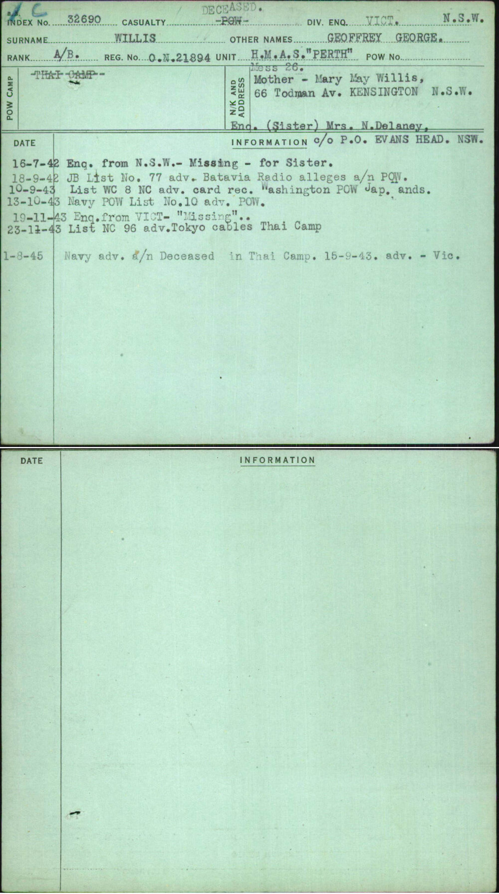 Willis, Geoffrey George, On21894