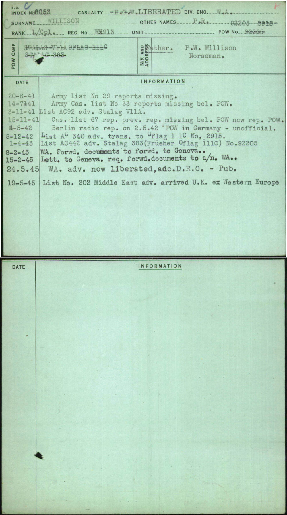 Willison, P R, WX913