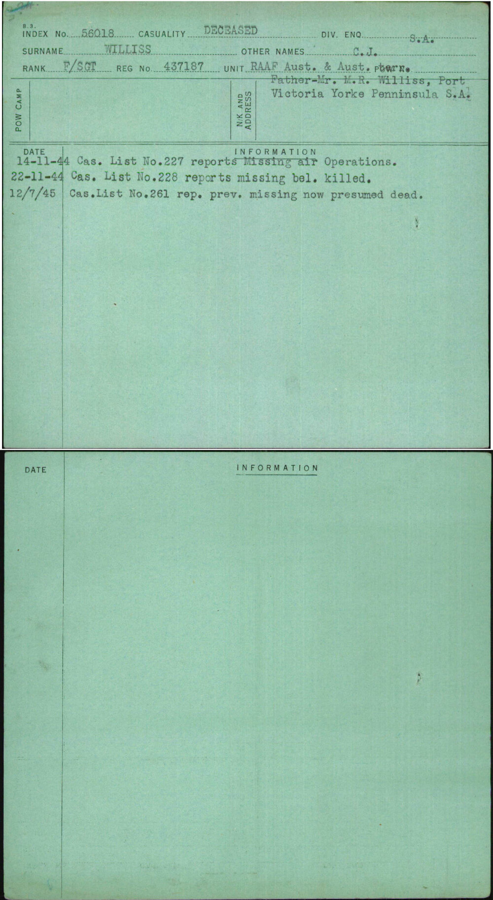 Williss, C J, 437187