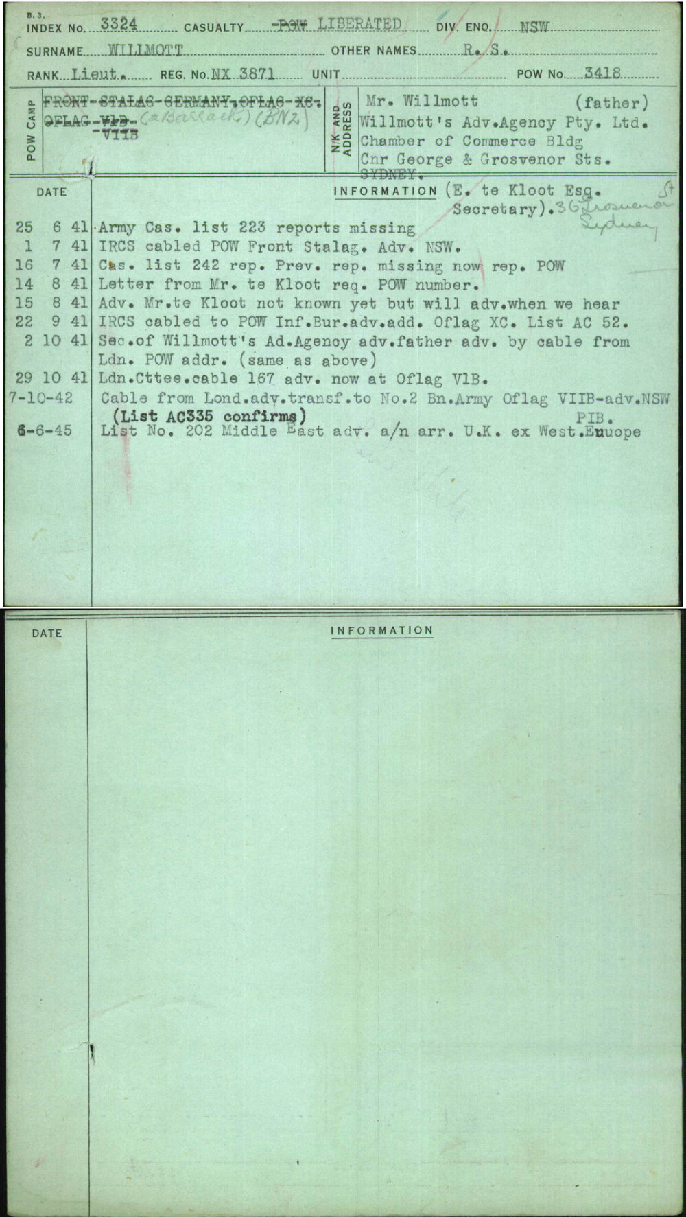 Willmott, R S, NX3871