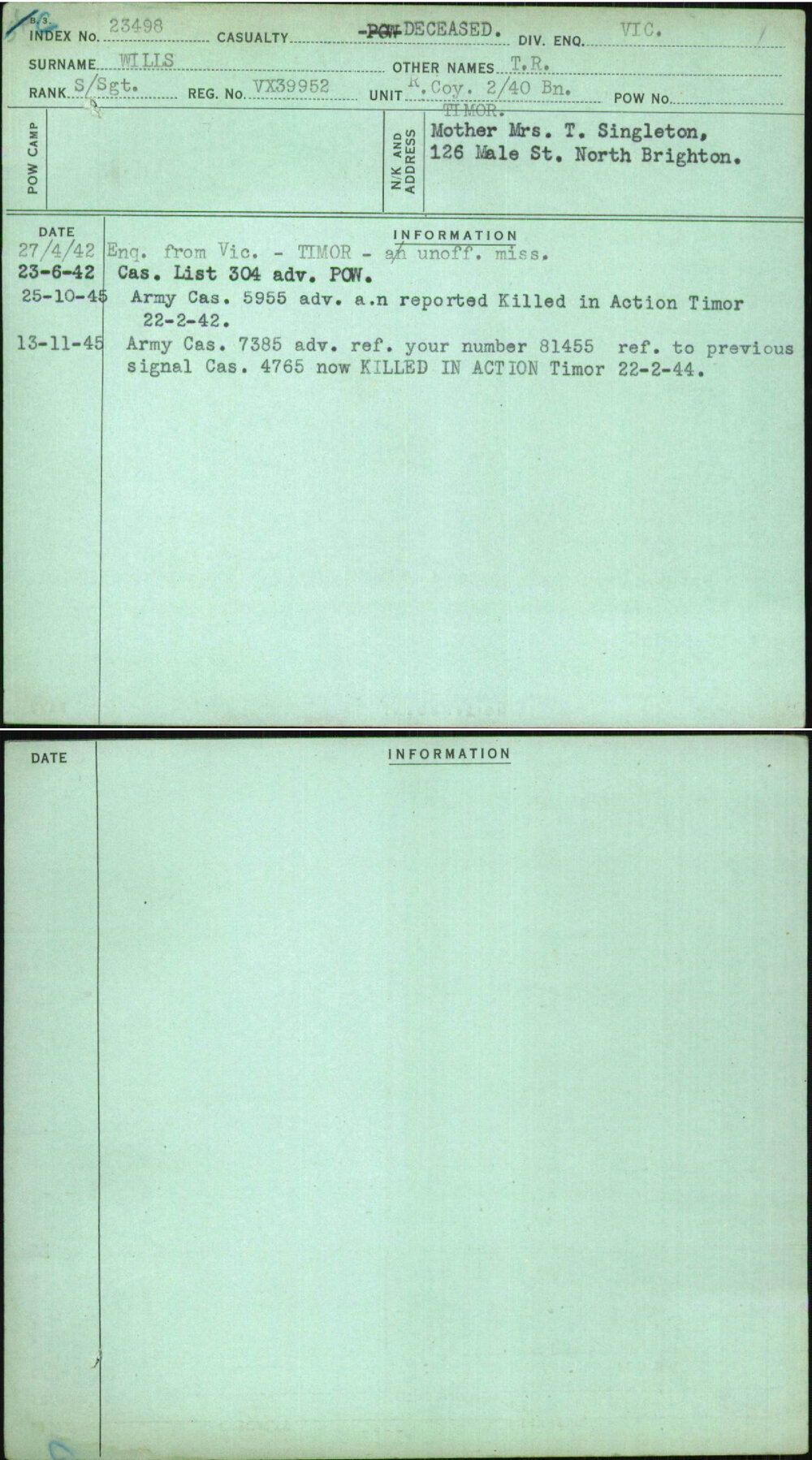 Wills, T R, VX39952