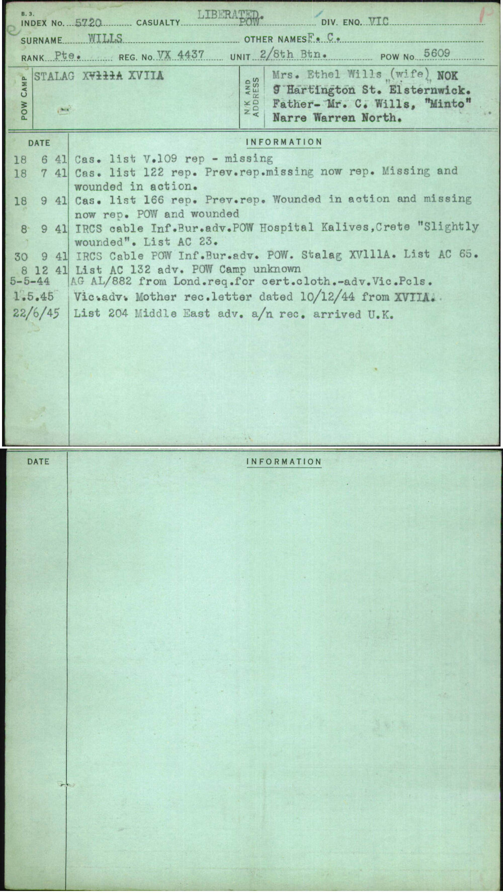 Wills, F C, VX4437