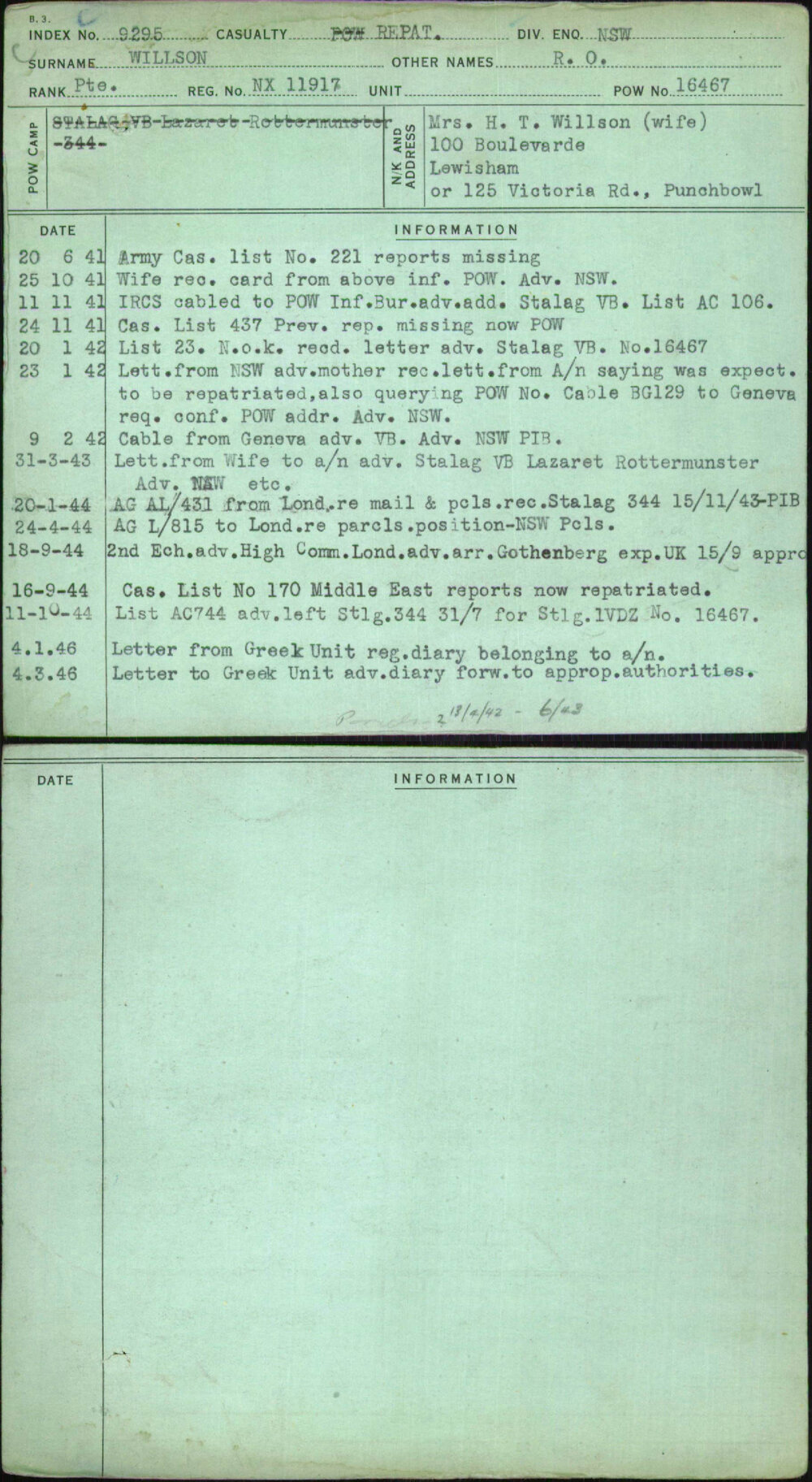 Willson, R O, NX11917