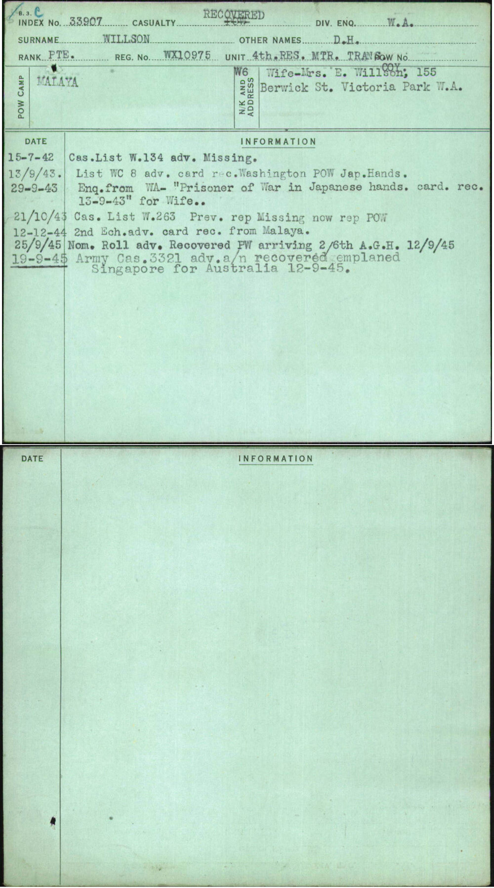 Willson, D H, WX10975